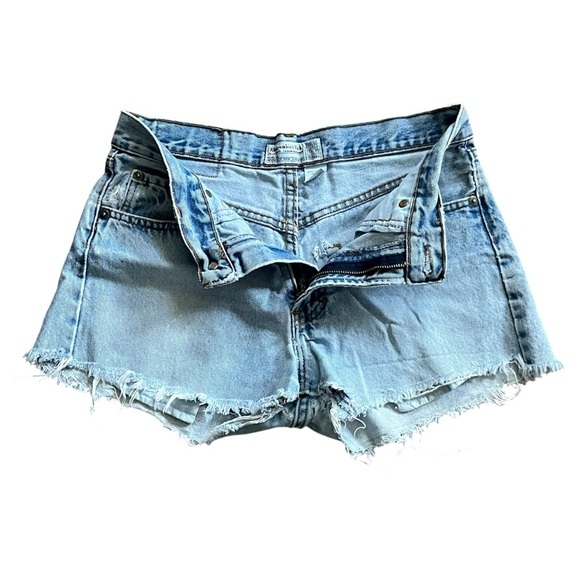 Abercrombie & Fitch Pants - Abercrombie & Fitch Blue Denim Ripped Mid Rise Curve‎ Shorts Size 4 30” Waist